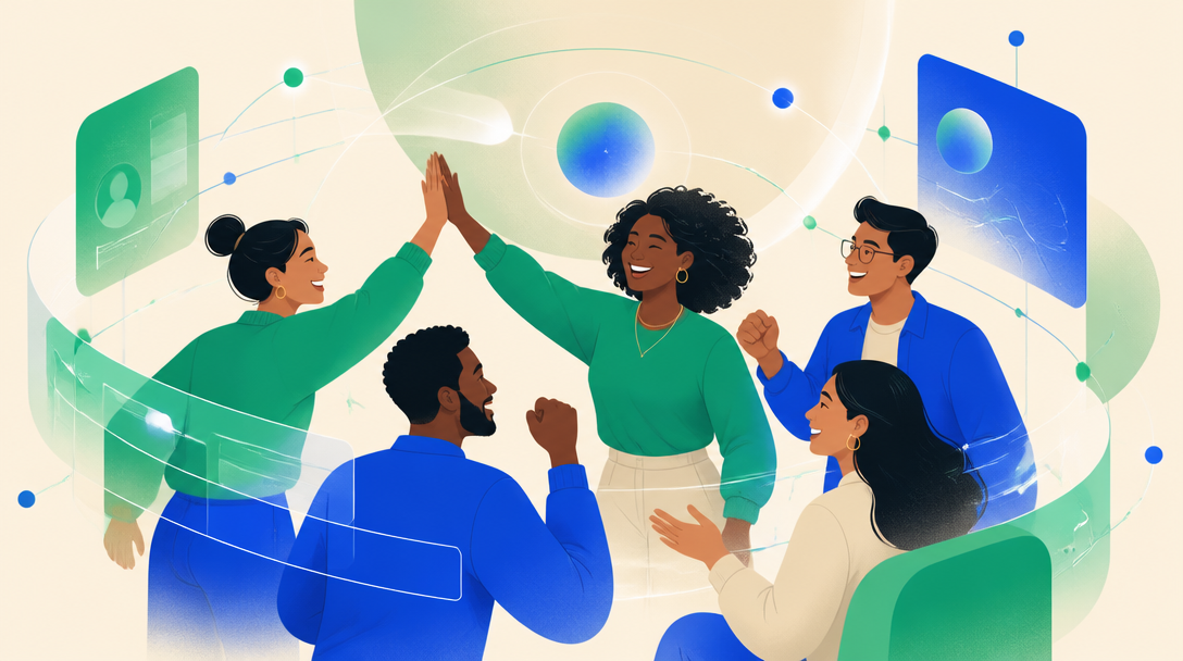 A celebrating community inside a digital community space